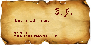 Bacsa János névjegykártya